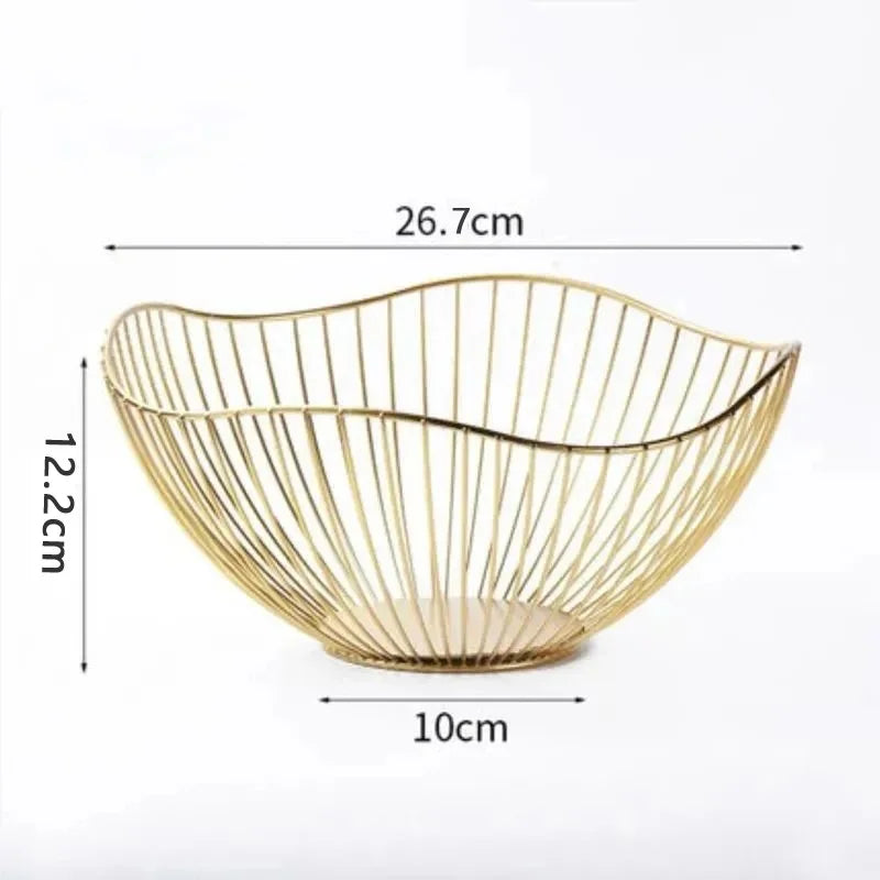 Fruit Basket Durable Metal Wire Storage Bowl Nordic Style Iron Home Snacks Bread Dining Table Indoor Cosmetic Storage Basket